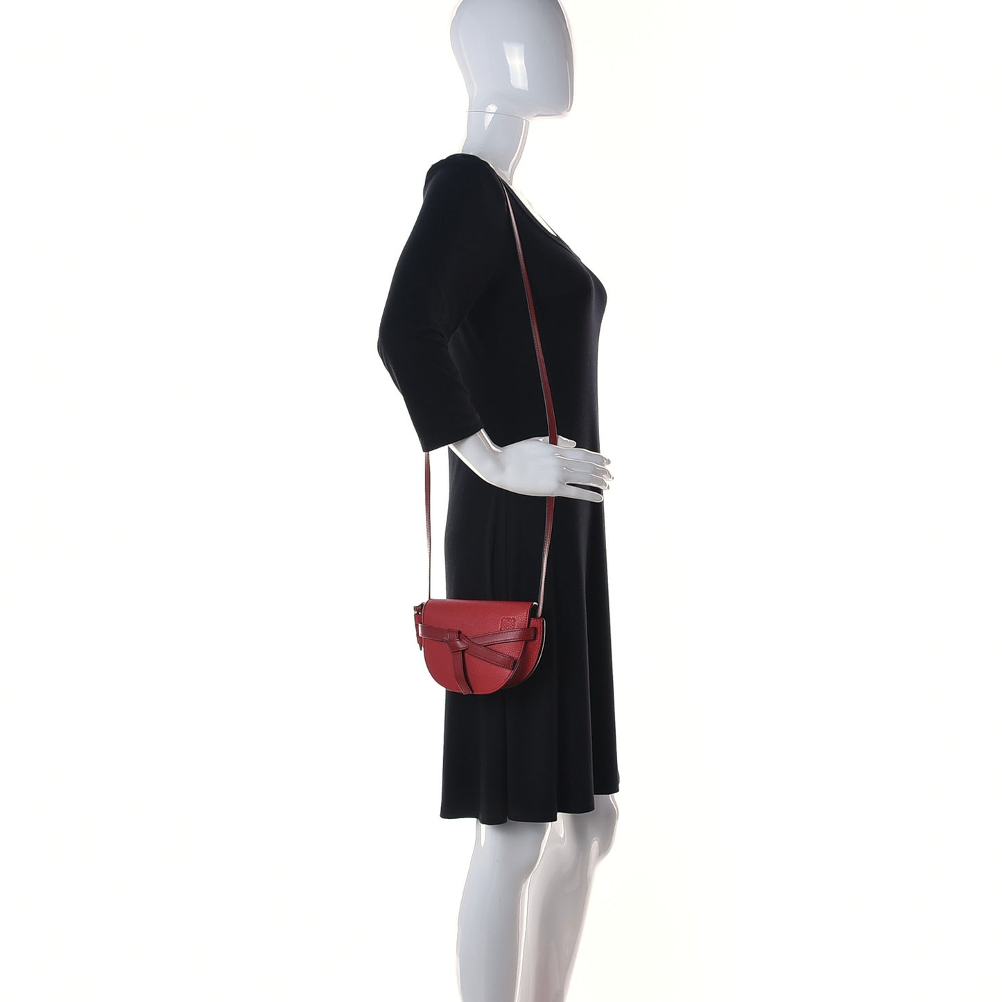Grained Calfskin Mini Gate Crossbody Bag Scarlet Burnt Red