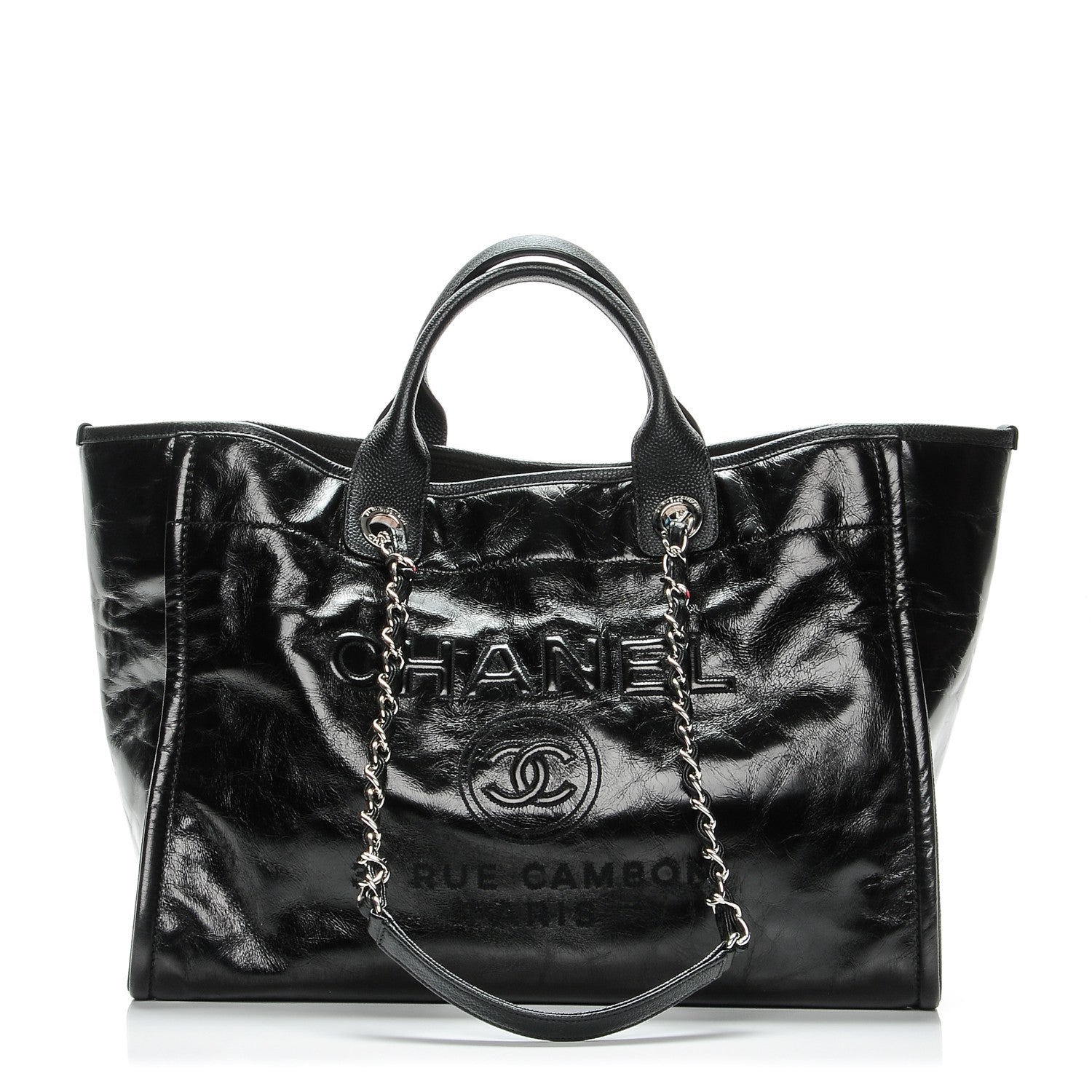 Chanel Glazed Calfskin Large Deauville Tote Black 1 of 7