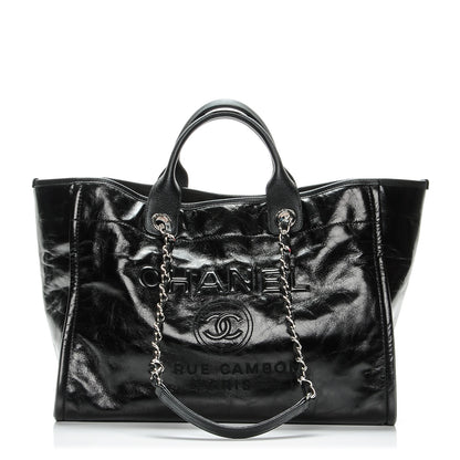 Chanel Glazed Calfskin Large Deauville Tote Black 1 of 7