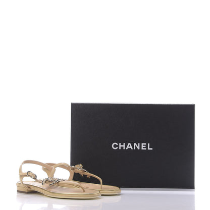 Chanel Lambskin CC Chain Thong Sandals 36 Beige 10 of 10
