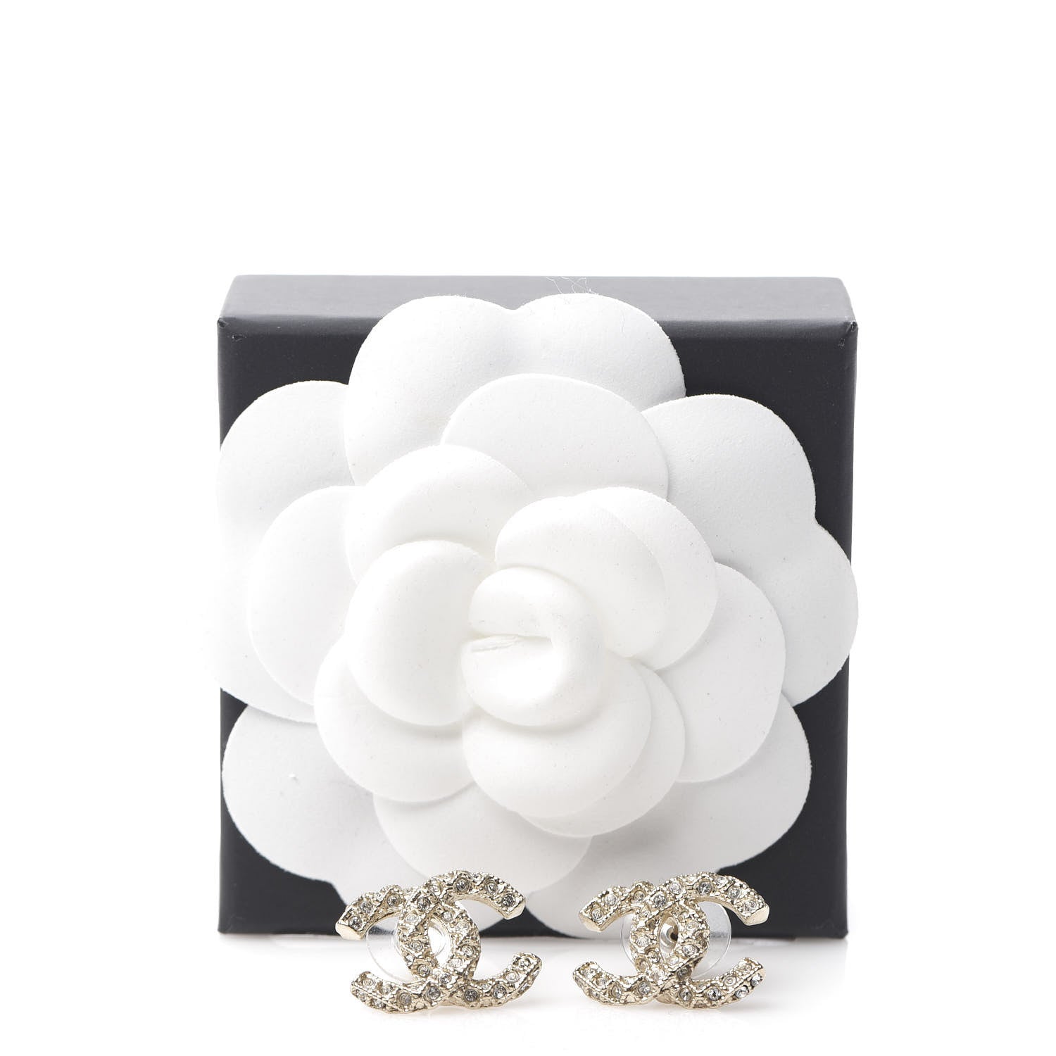 Chanel Crystal CC Earrings Light Gold 5 of 5