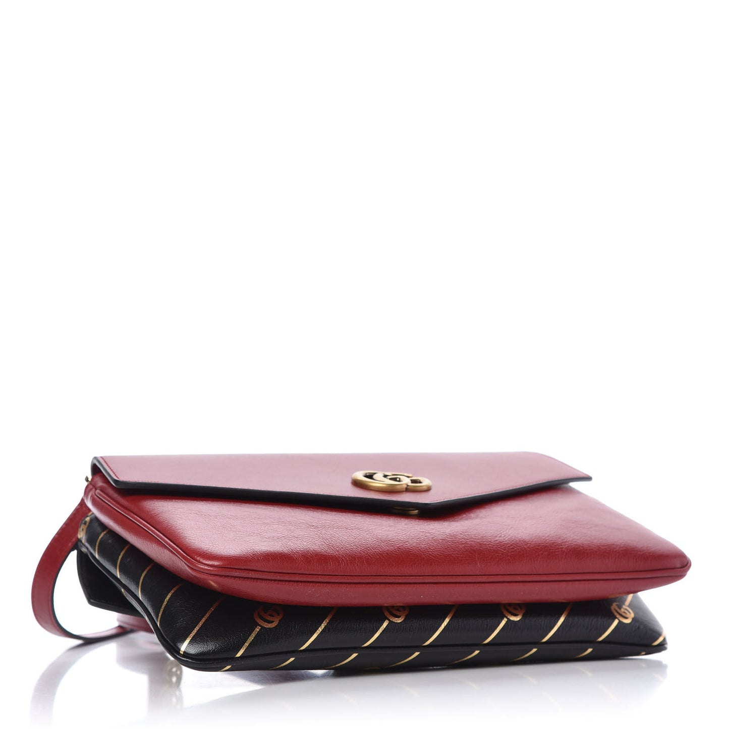 Calfskin Diagonal GG Medium Thiara Double Envelope Shoulder Bag Black Red