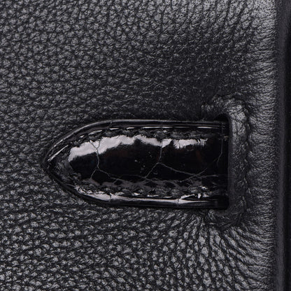 Hermes Taurillon Novillo Shiny Niloticus Crocodile Birkin Touch 25 Black 9 of 35