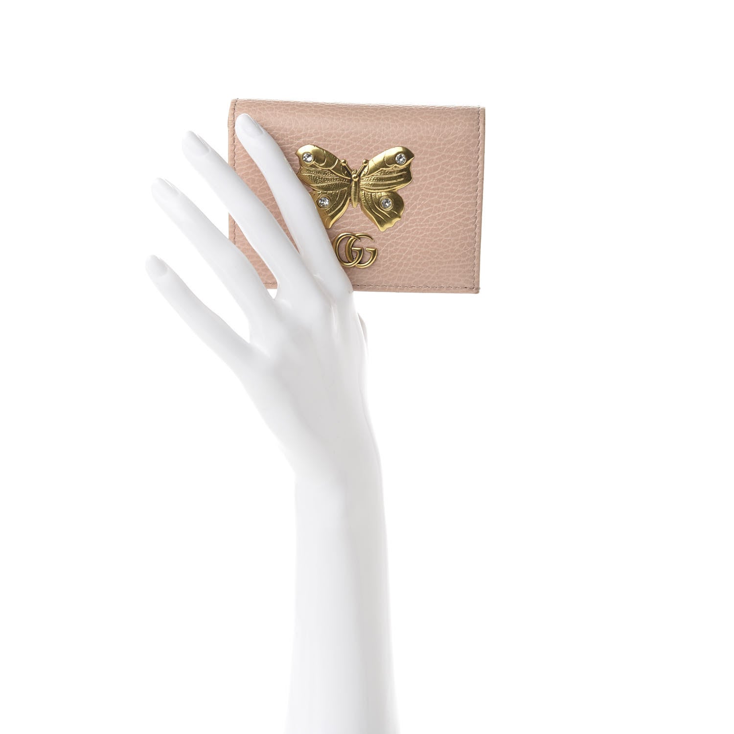 Gucci Pebbled Calfskin Butterfly Card Case Perfect Pink 2 of 7