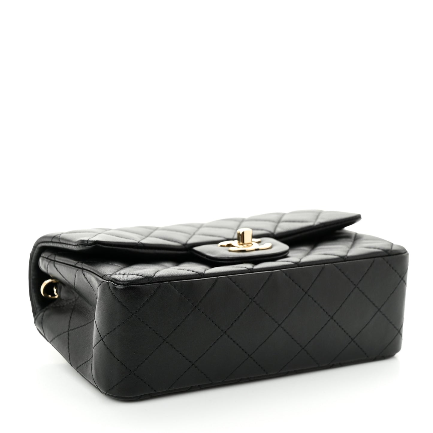Lambskin Quilted Mini Rectangular Flap Black