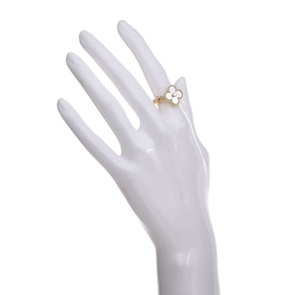 Van Cleef & Arpels 18K Yellow Gold Diamond Mother of Pearl Vintage Alhambra Ring 49 4.75 2 of 6