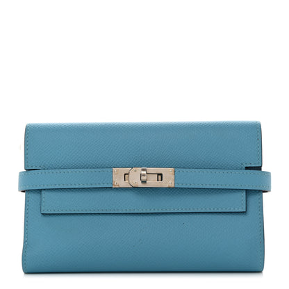 Hermes Epsom Verso Medium Kelly Wallet Bleu Du Nord Rouge De Coeur 1 of 7