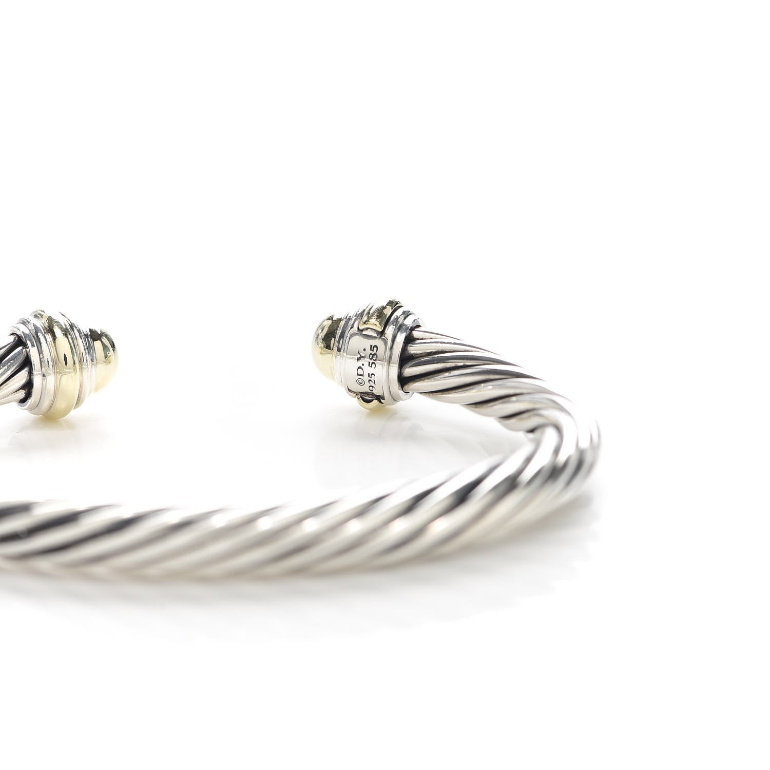 David Yurman Sterling Silver 14K Yellow Gold 7mm Cable Classics Bracelet 4 of 4