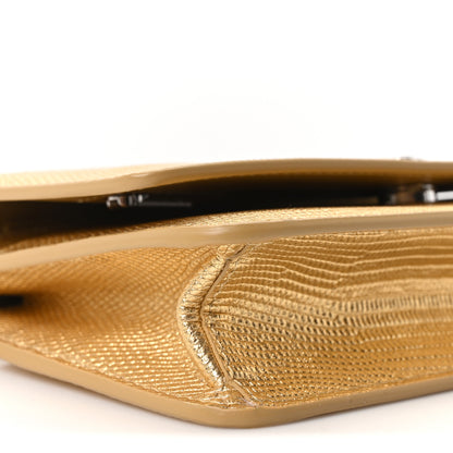 Chanel Calfskin Lizard Embossed Wallet On Chain WOC Gold 9 of 11