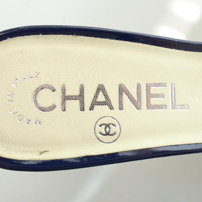 Chanel Patent Leather CC Mules 36 Navy 5 of 7