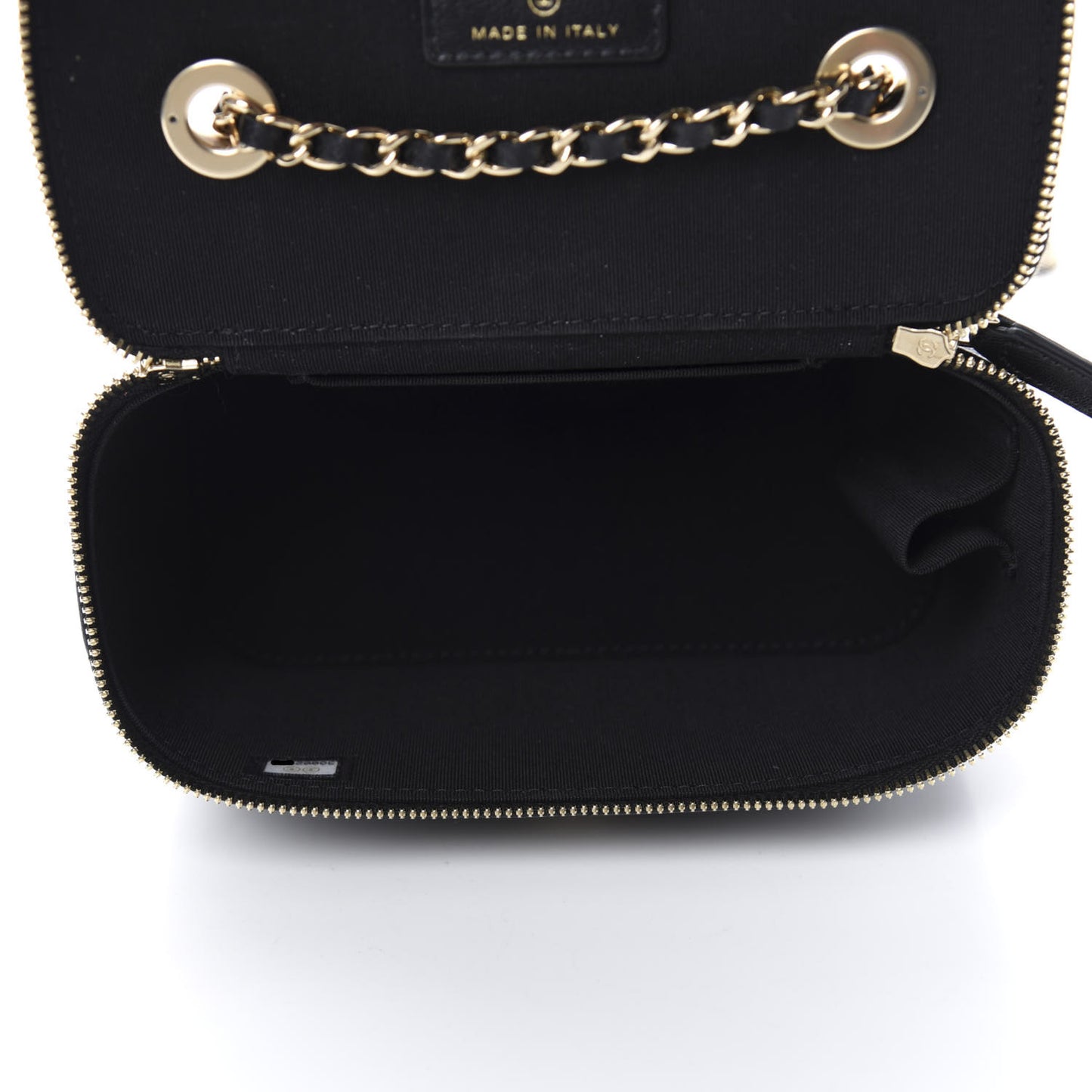 Lambskin Quilted Trendy Small Vanity Case With Chain Black