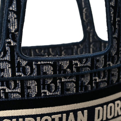 Christian Dior Velvet Oblique Embroidered Mini Book Tote Blue 10 of 11