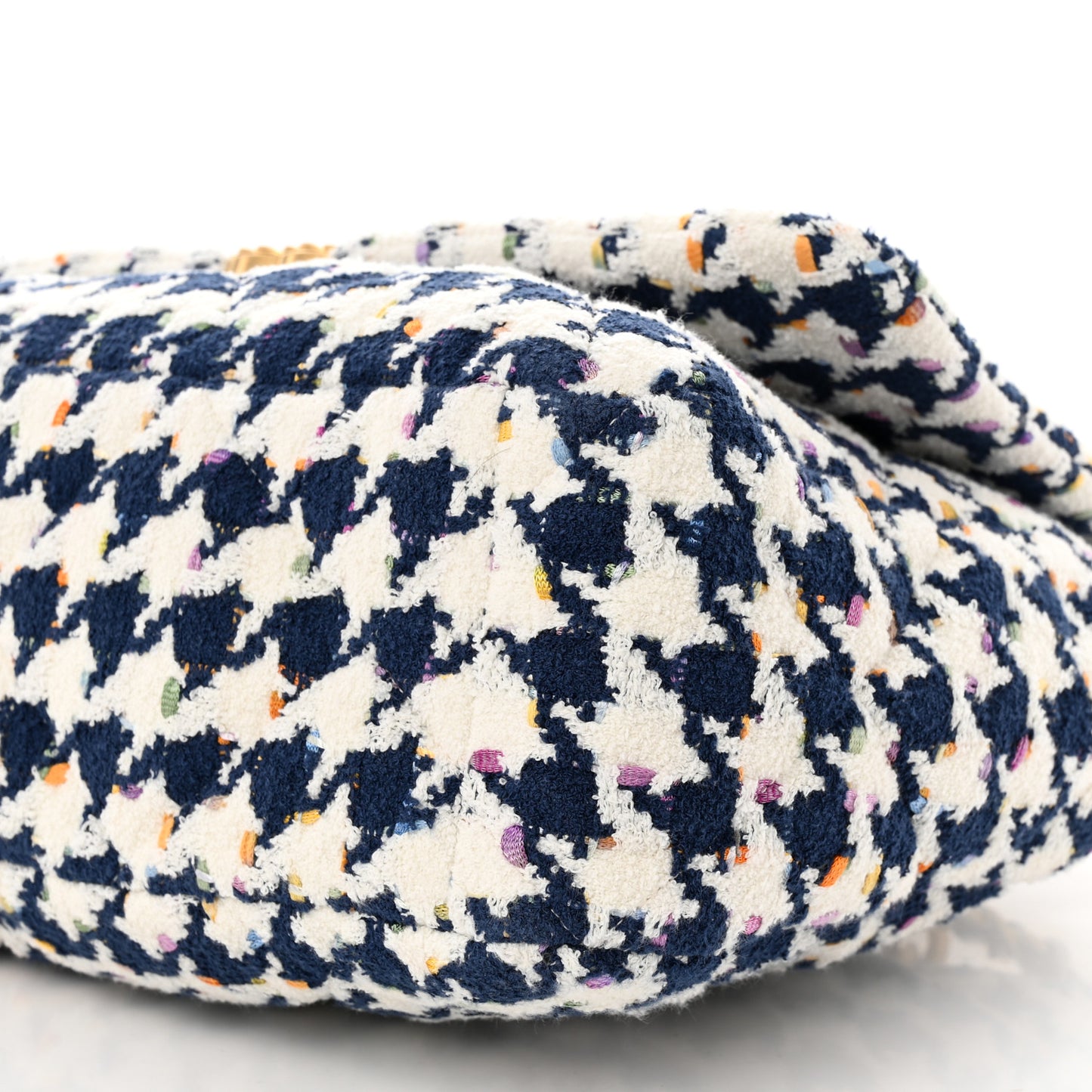 Tweed Quilted Maxi Chanel 19 Flap Ecru Navy Blue Multicolor