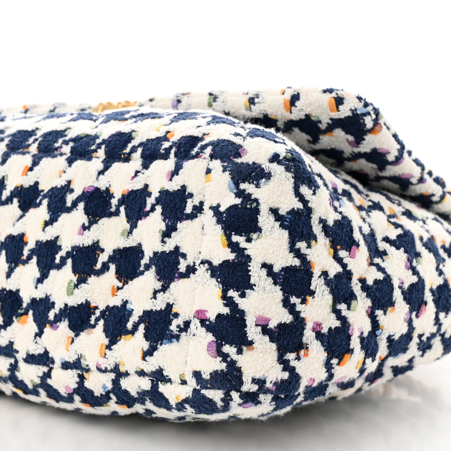 Chanel Tweed Quilted Maxi Chanel 19 Flap Ecru Navy Blue Multicolor 10 of 11