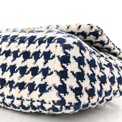 Chanel Tweed Quilted Maxi Chanel 19 Flap Ecru Navy Blue Multicolor 10 of 11