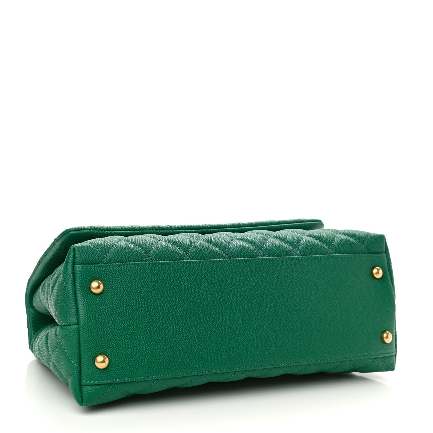 Caviar Quilted Small Coco Handle Flap Green