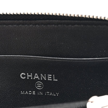 Chanel Lambskin Crystal Star Quilted Studded CC Zip Around Card Holder Wallet Black 6 of 10
