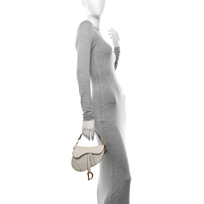 Christian Dior Grained Calfskin Mini Saddle Bag White 2 of 13
