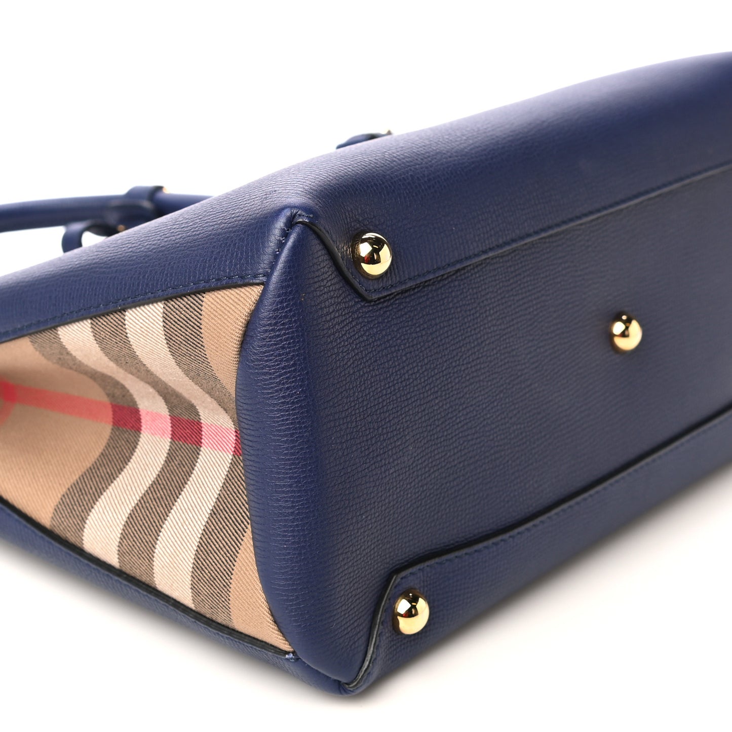 Grainy Calfskin House Check Medium Banner Tote Ink Blue