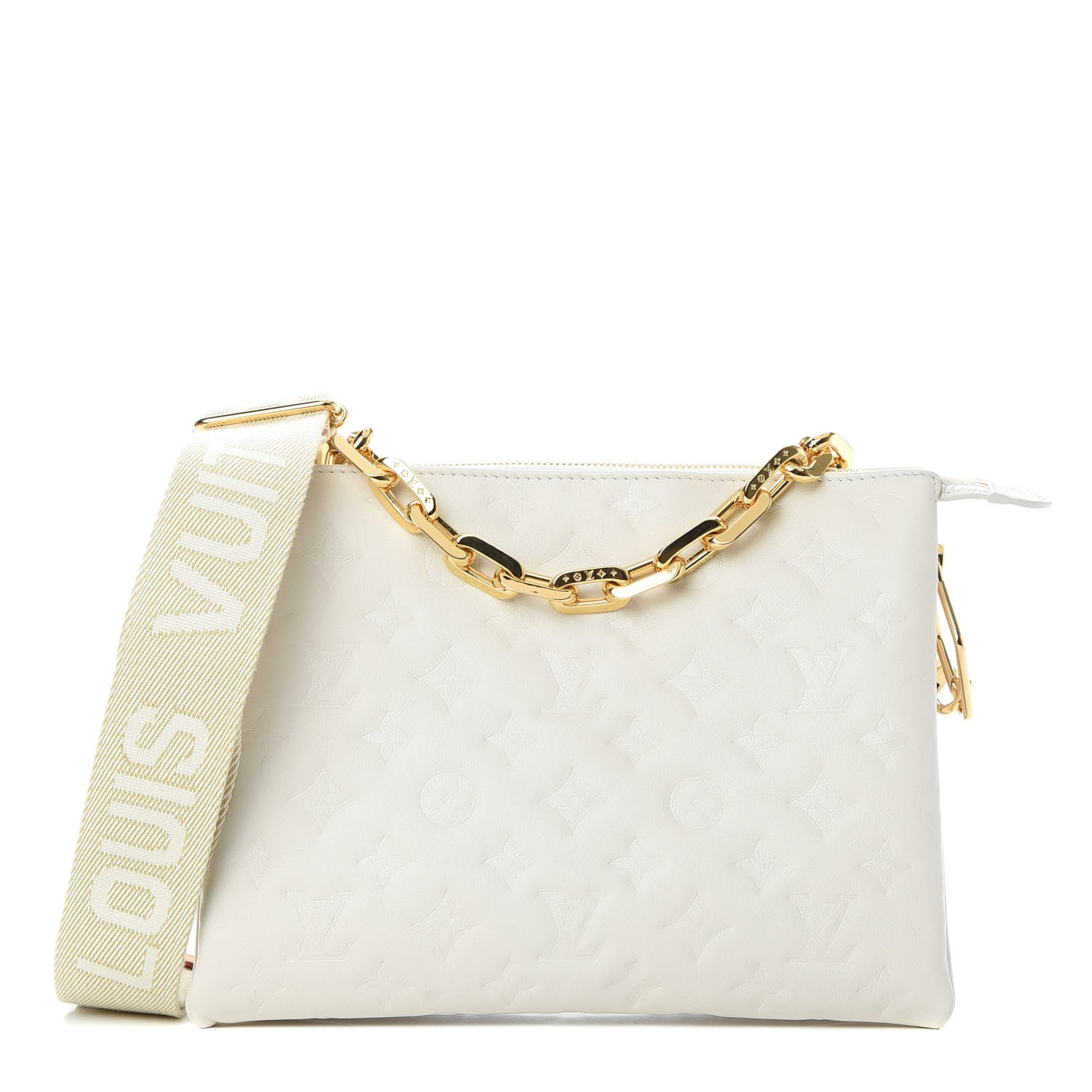 Louis Vuitton Lambskin Embossed Monogram Coussin PM Beige Cream 1 of 11