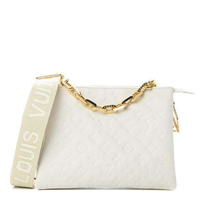 Louis Vuitton Lambskin Embossed Monogram Coussin PM Beige Cream 1 of 11