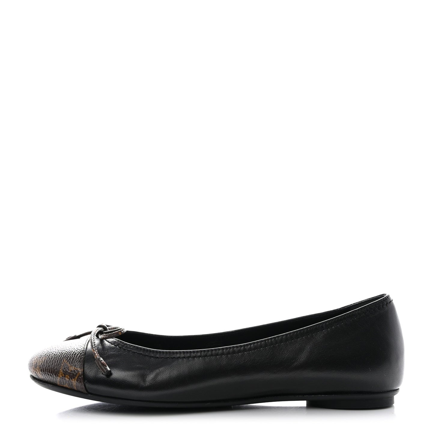 Calfskin Monogram Nylon Bow Ballerina Flats 37 Black
