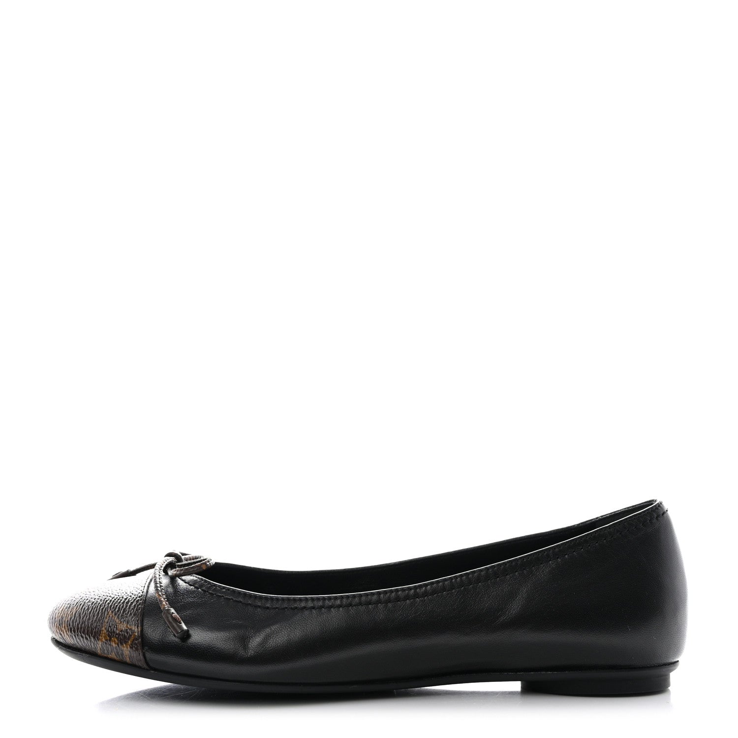 Louis Vuitton Calfskin Monogram Nylon Bow Ballerina Flats 37 Black 1 of 9