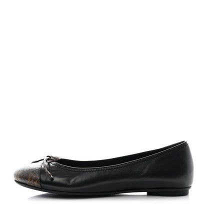 Louis Vuitton Calfskin Monogram Nylon Bow Ballerina Flats 37 Black 1 of 9