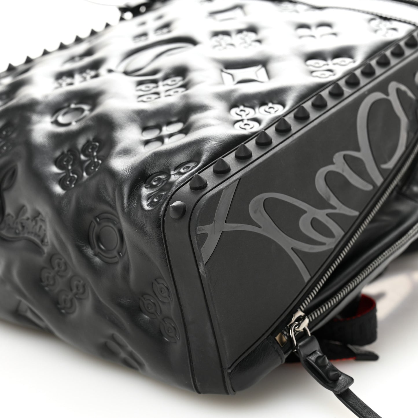 Calfskin Embossed Backparis Spiked Backpack Black