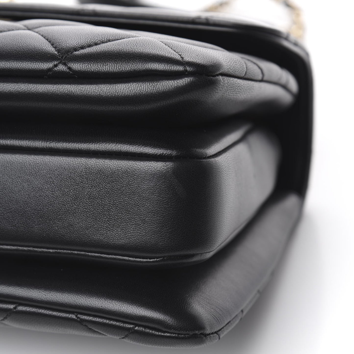 Lambskin Quilted Small Trendy CC Dual Handle Flap Bag Black
