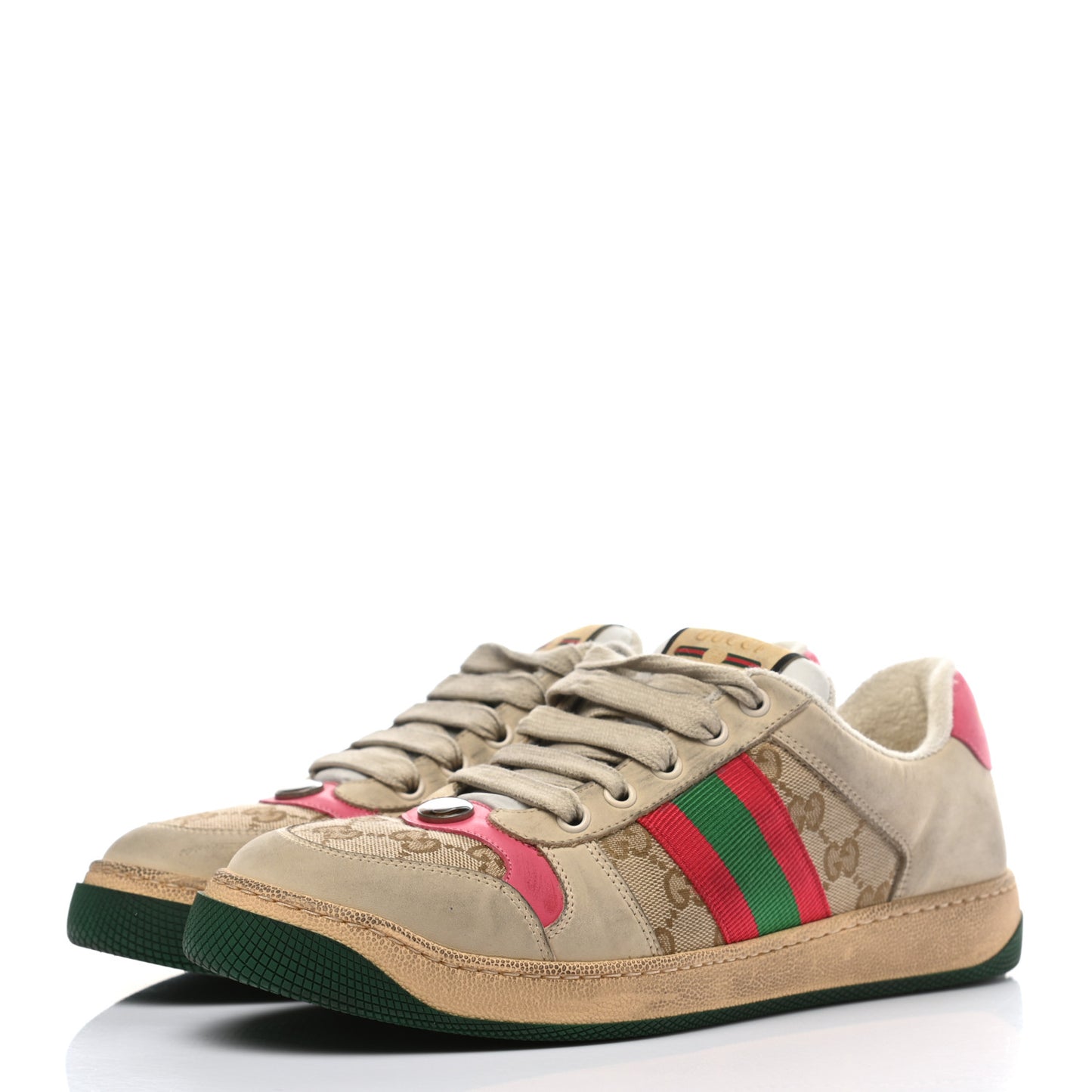 GG Monogram Nubuck Web Womens Screener Sneakers 39 New Sand Dusty Milk Pink