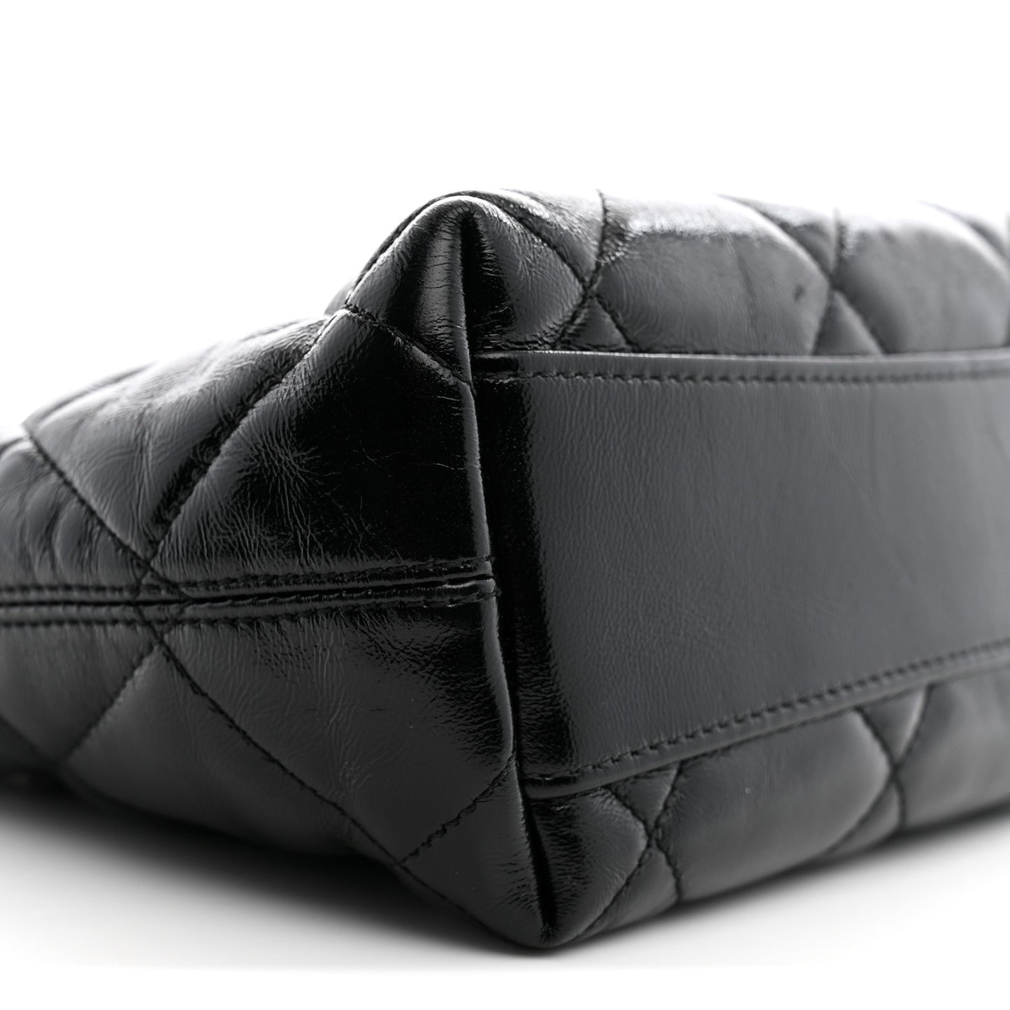 Shiny Crumpled Lambskin Quilted Small CC Funky Town Hobo Black