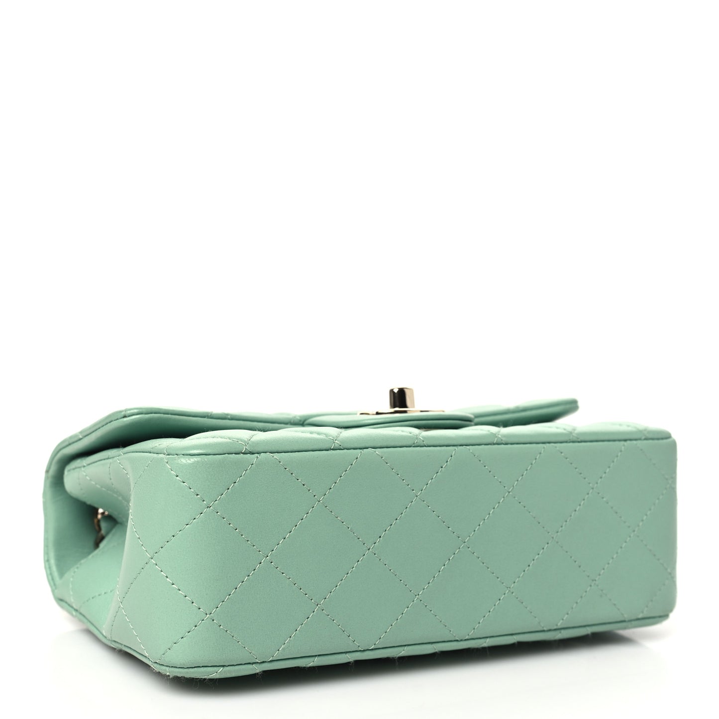 Lambskin Quilted Mini Rectangular Flap Light Green