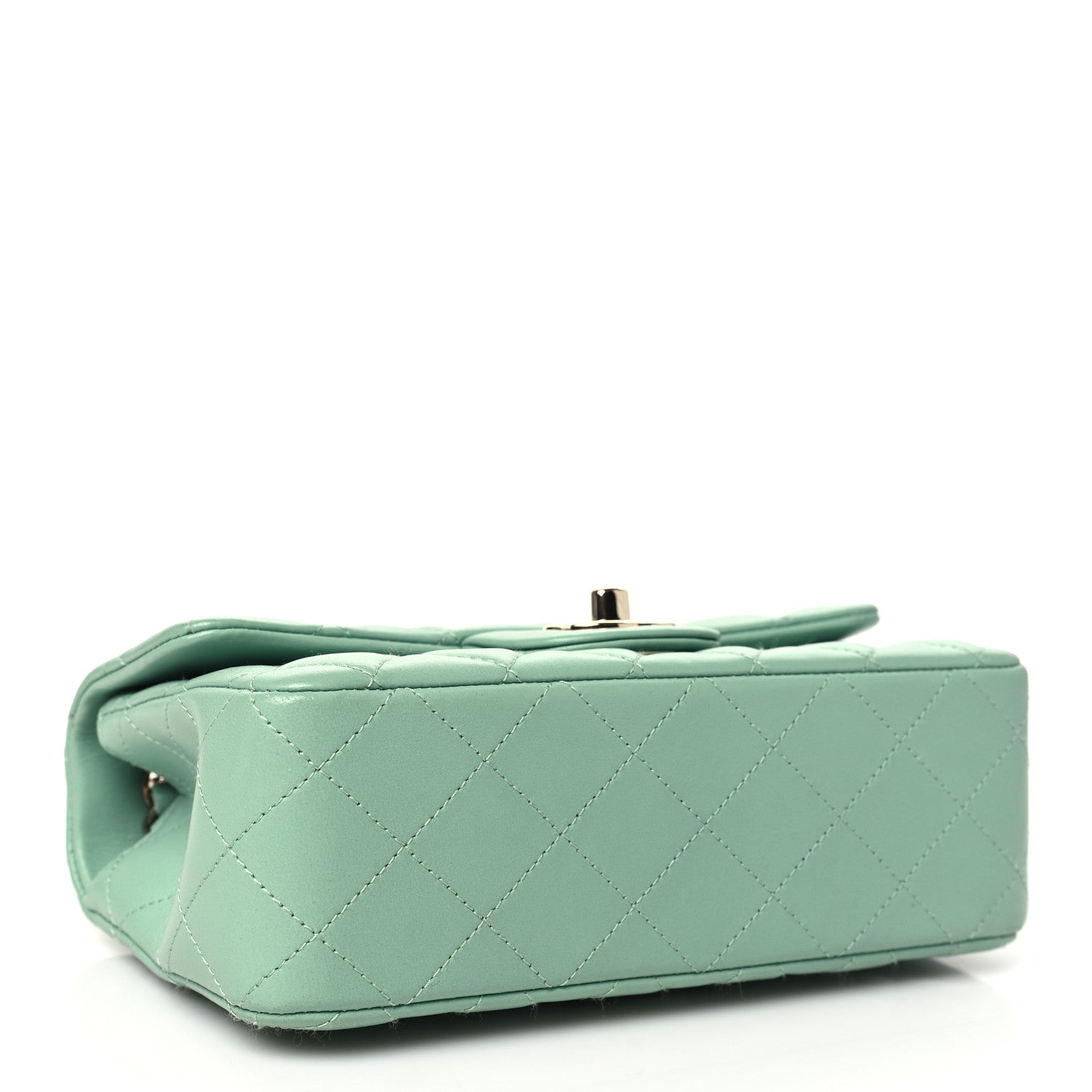 Chanel Lambskin Quilted Mini Rectangular Flap Light Green 4 of 10