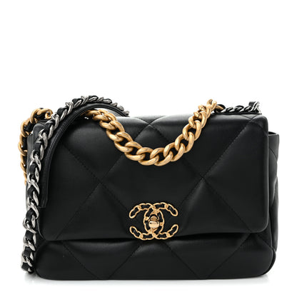 Chanel Shiny Goatskin Quilted Medium Chanel 19 Flap Black 1 of 10