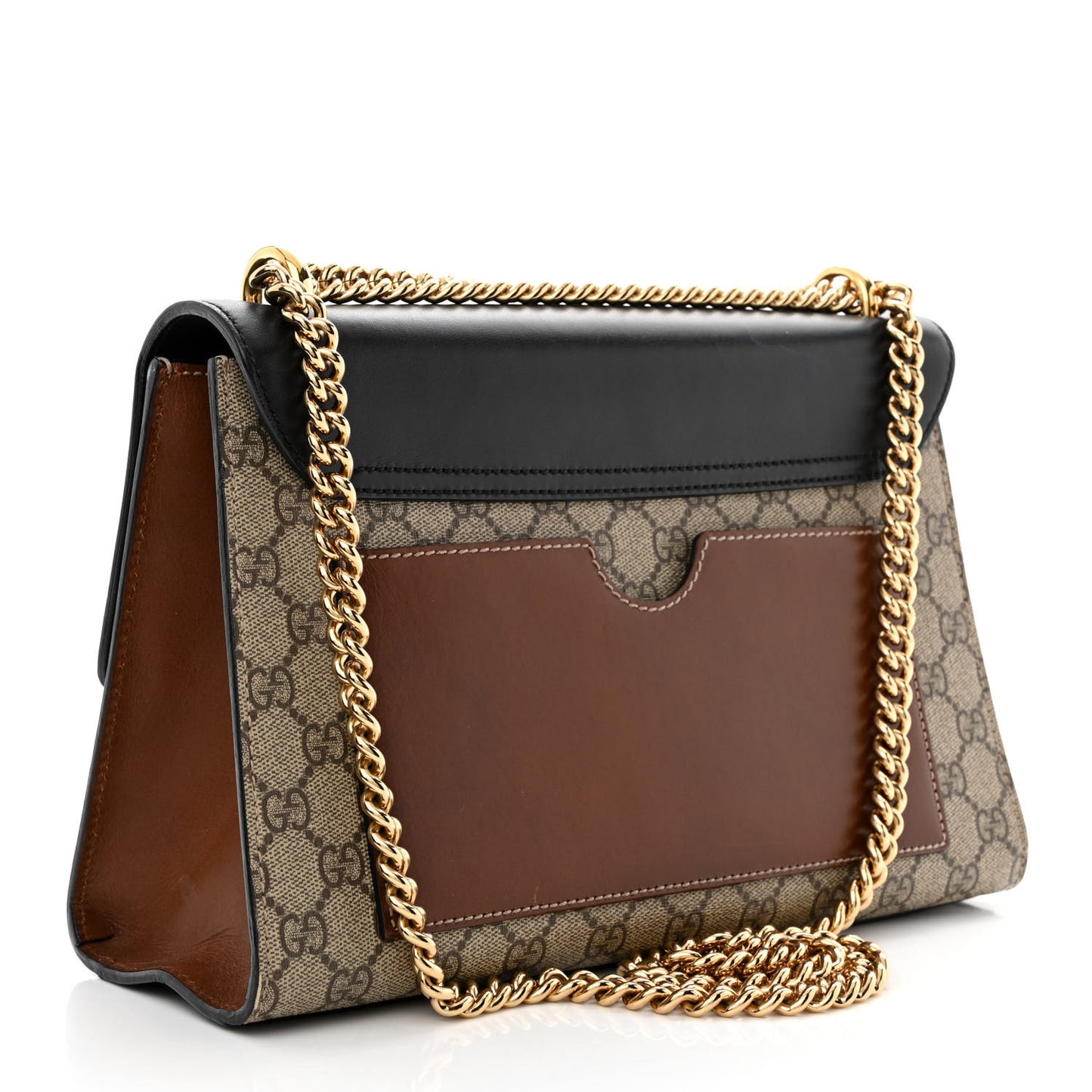 GG Supreme Monogram Calfskin Medium Padlock Shoulder Bag Beige Black Cuir