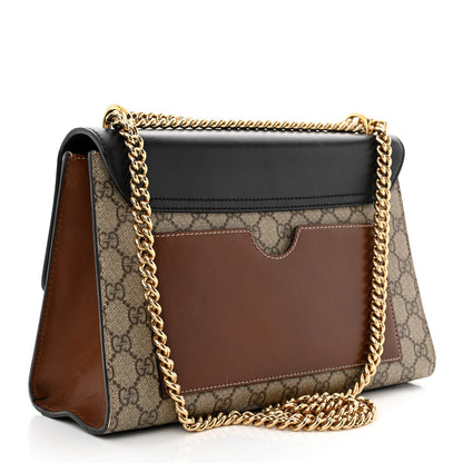 Gucci GG Supreme Monogram Calfskin Medium Padlock Shoulder Bag Beige Black Cuir 3 of 16