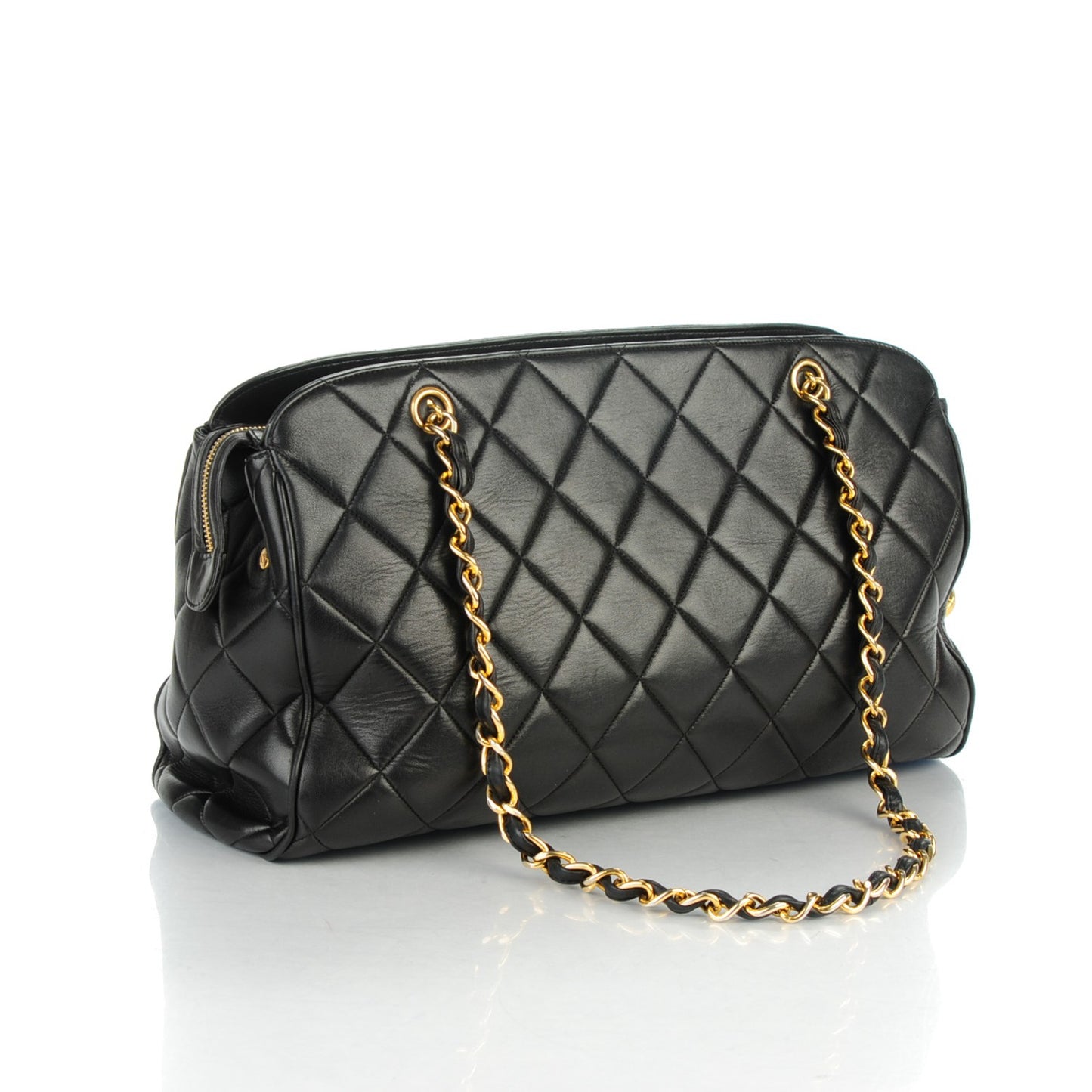 Lambskin Quilted Shoulder Bag Black