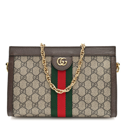 Gucci GG Supreme Monogram Web Small Ophidia Chain Shoulder Bag Brown 1 of 11