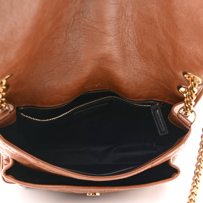 Saint Laurent Crinkled Calfskin Matelasse Monogram Medium Niki Chain Satchel Caramel 4 of 9