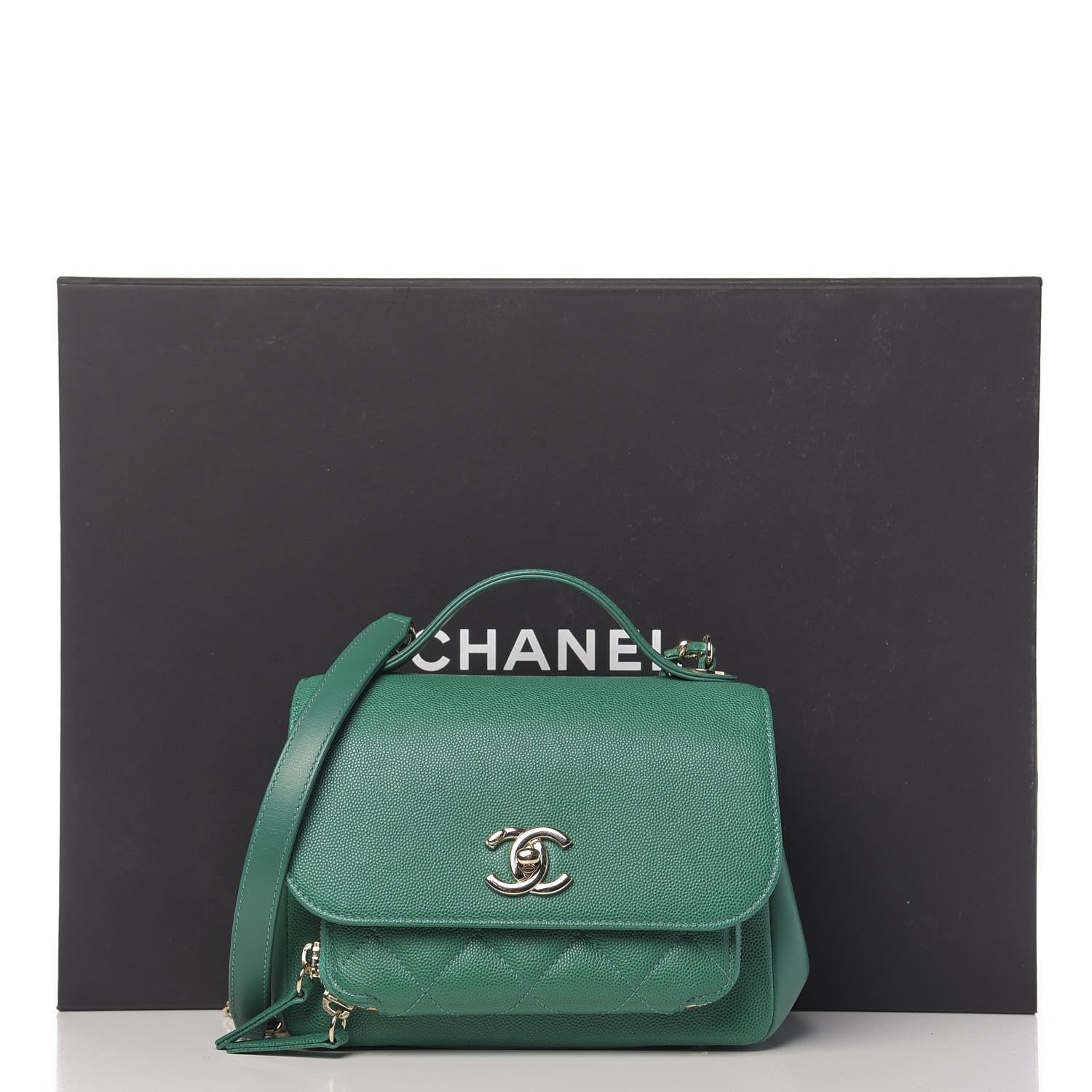 Chanel Caviar Quilted Mini Business Affinity Flap Green 12 of 12