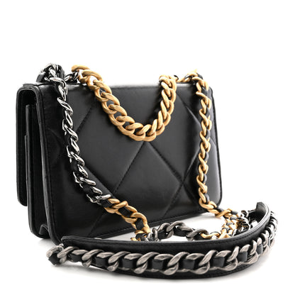 Chanel Lambskin Quilted Chanel 19 Wallet On Chain WOC Black 3 of 12