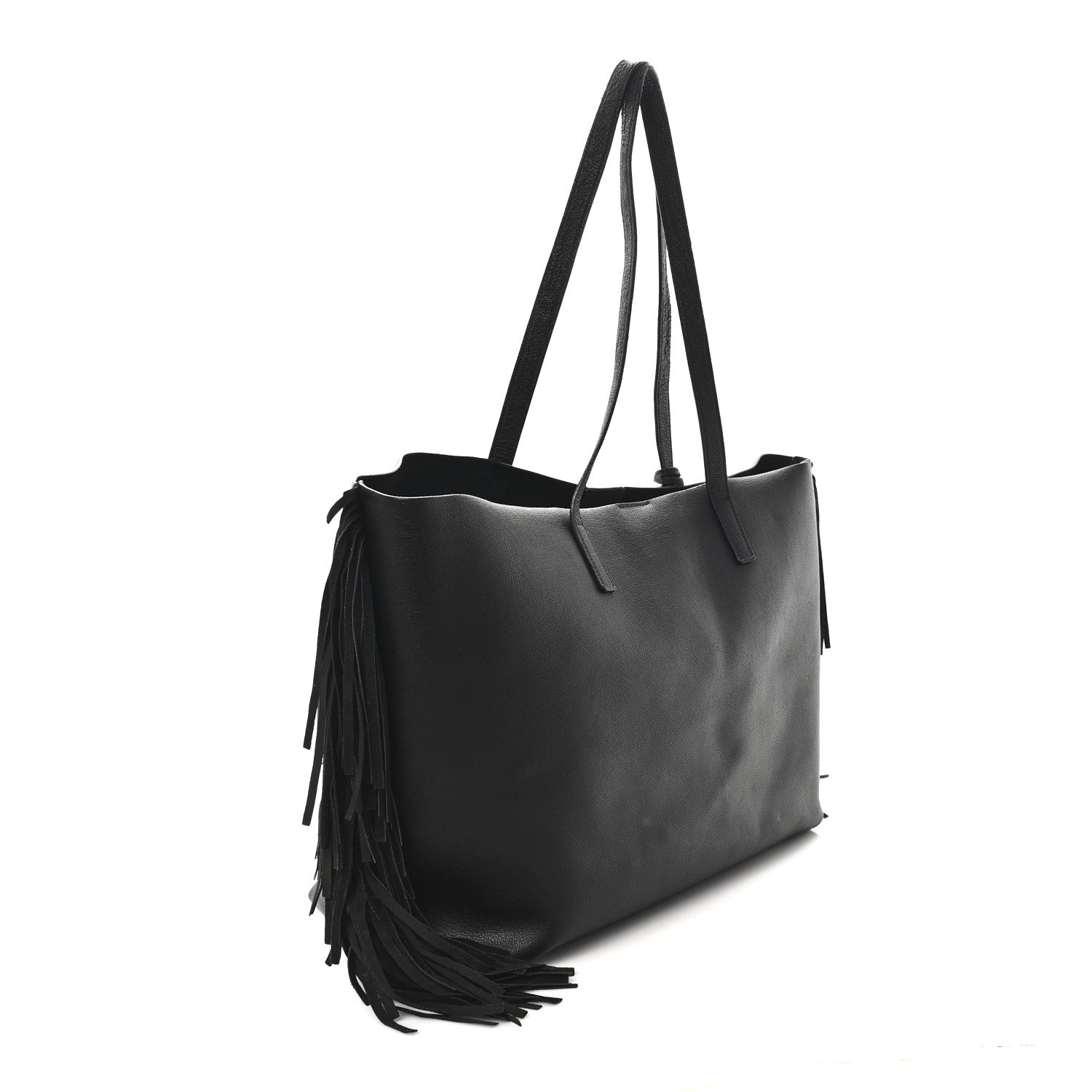 Saint Laurent Calfskin Large Fringe Shopping Tote Black 4 of 13
