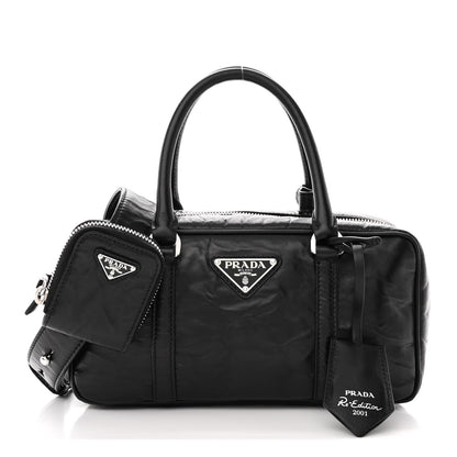 Prada Nappa Antique Small Re-Edition 2001 Two Handle Crossbody Bag Black 1 of 9