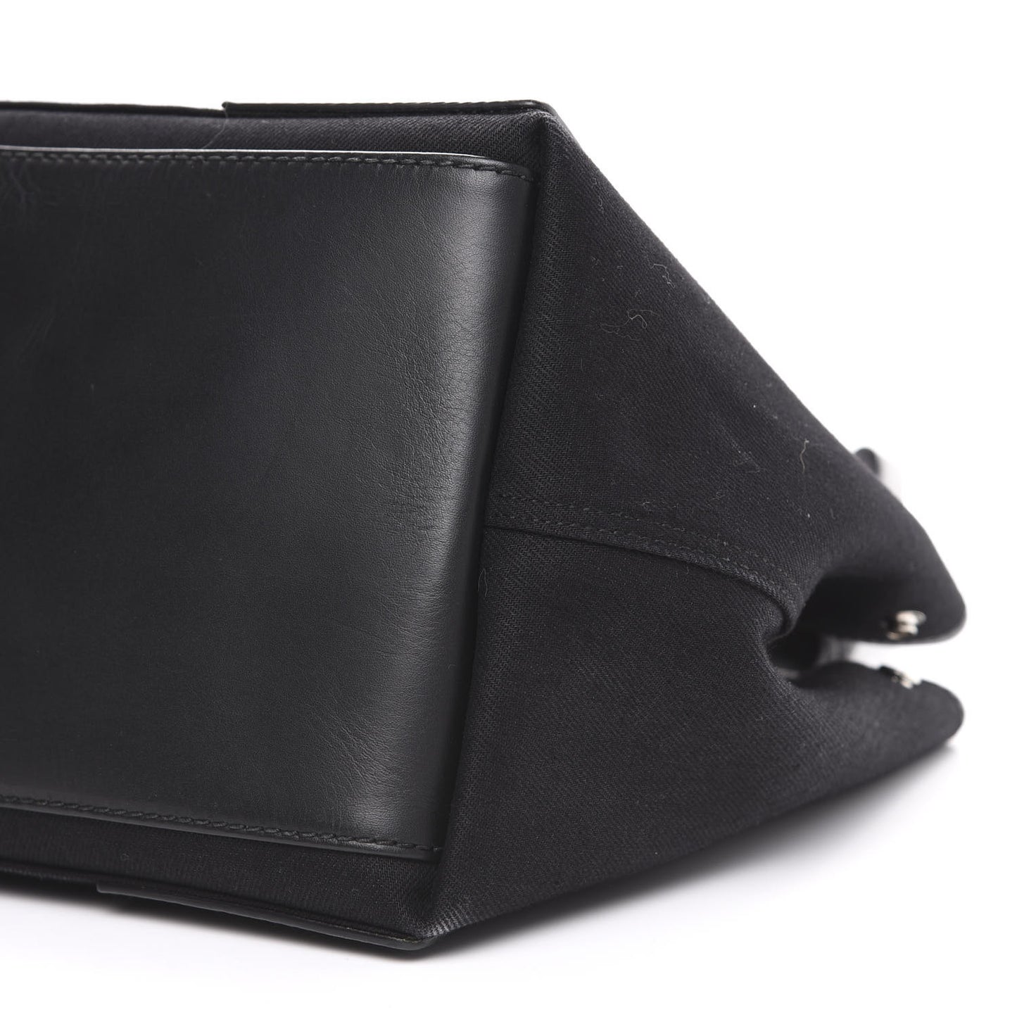 Cotton Canvas Calfskin S Navy Cabas Black