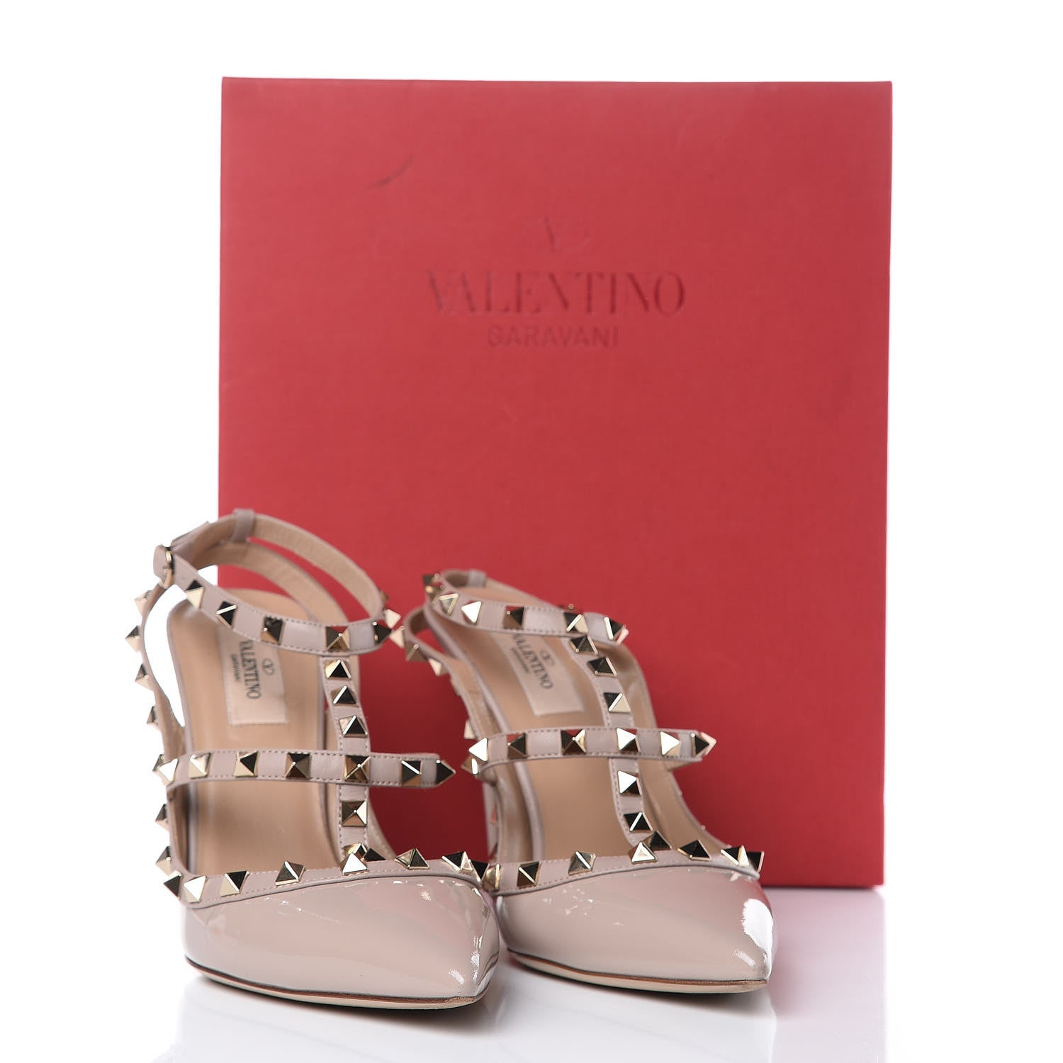 Valentino Garavani Patent Rockstud Ankle Strap Pumps 40 Poudre 11 of 11