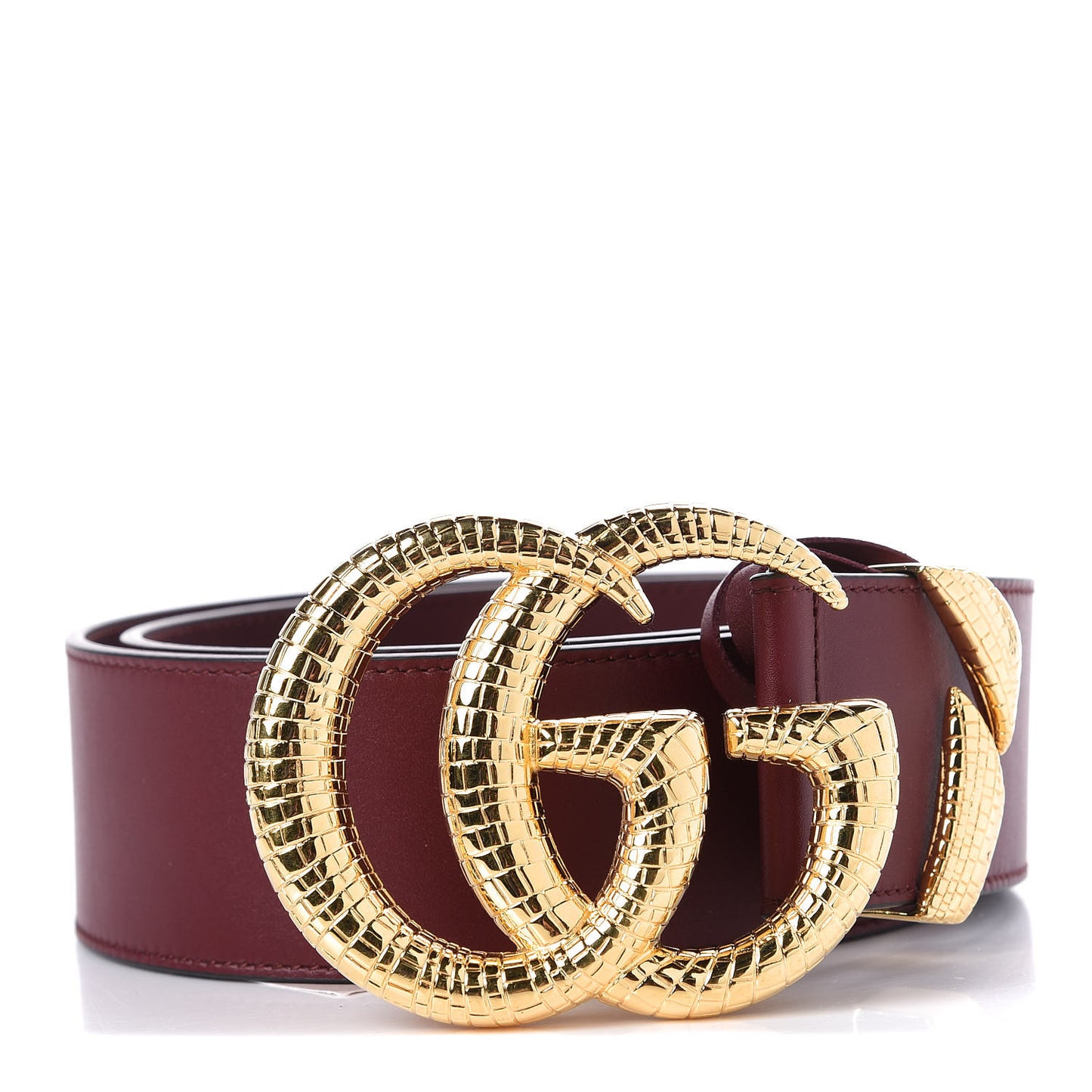Calfskin Lizard Double G 50mm Belt 90 36 Vintage Bordeaux