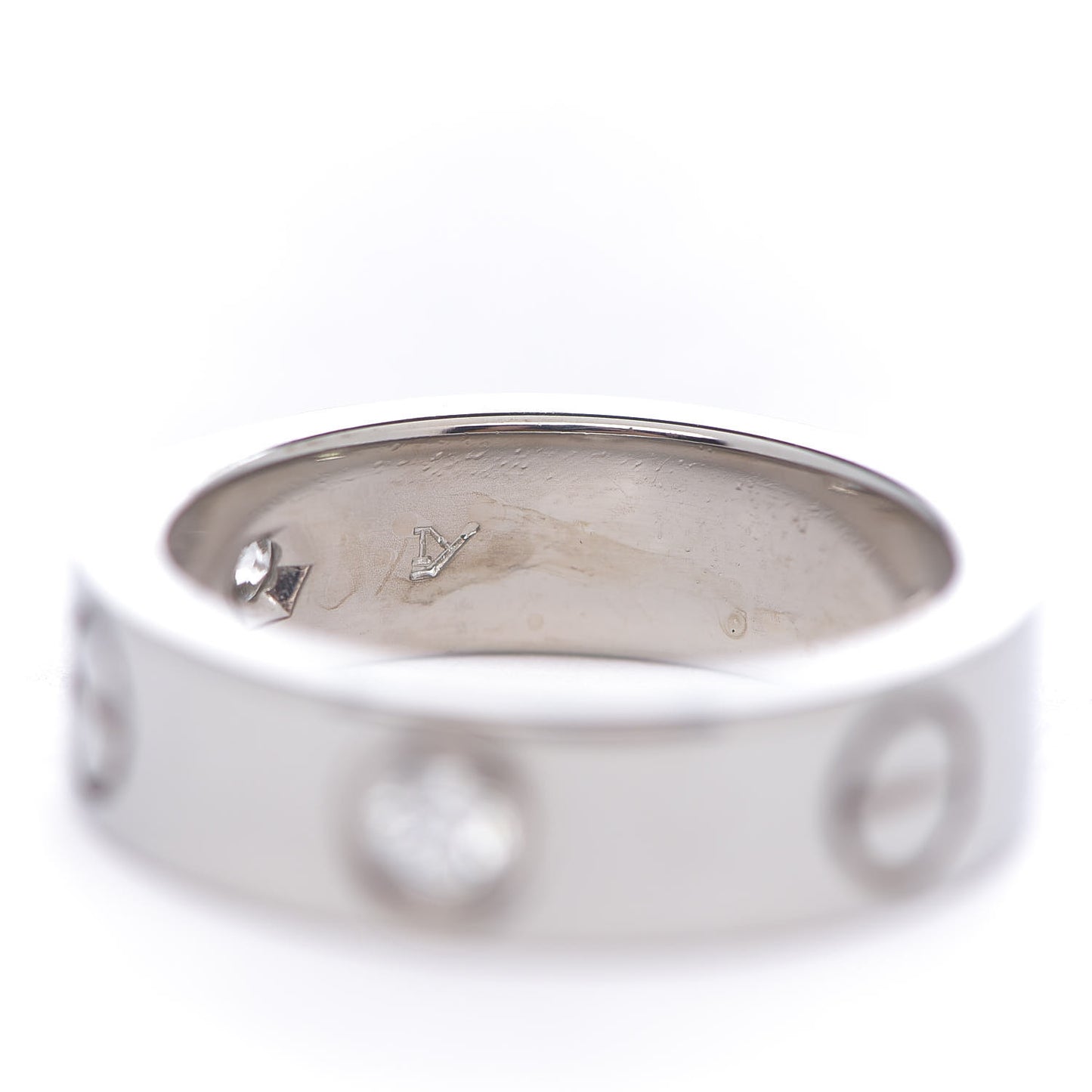 18K White Gold 3 Diamond 5.5mm LOVE Ring 51 5.75