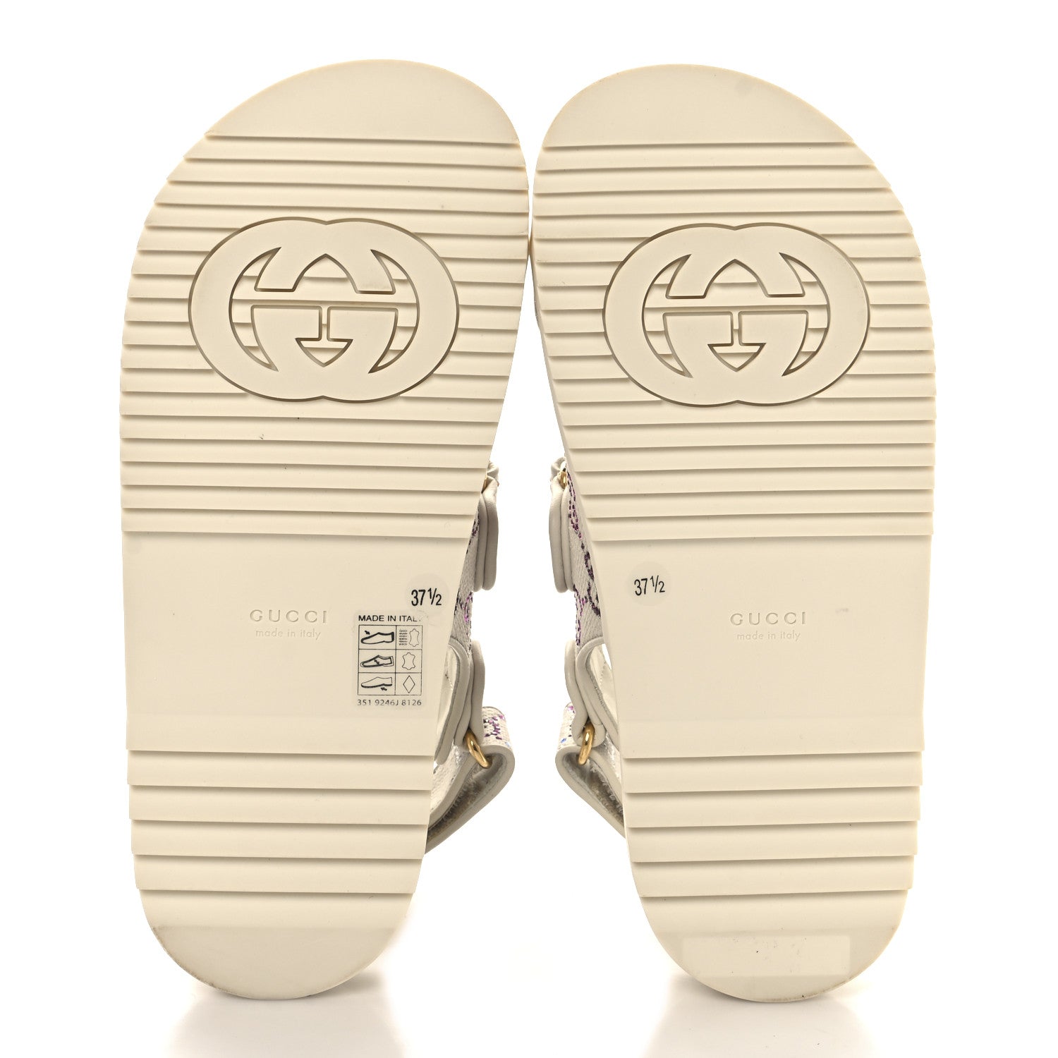 Gucci Canvas Lame Crystal GG Monogram Double G Womens Dad Sandals 37.5 Gardenia Silver Mystic White 6 of 9