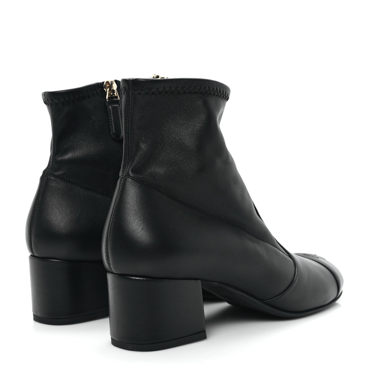 Chanel Stretch Lambskin Cap Toe CC Short Boots 37 Black 5 of 10